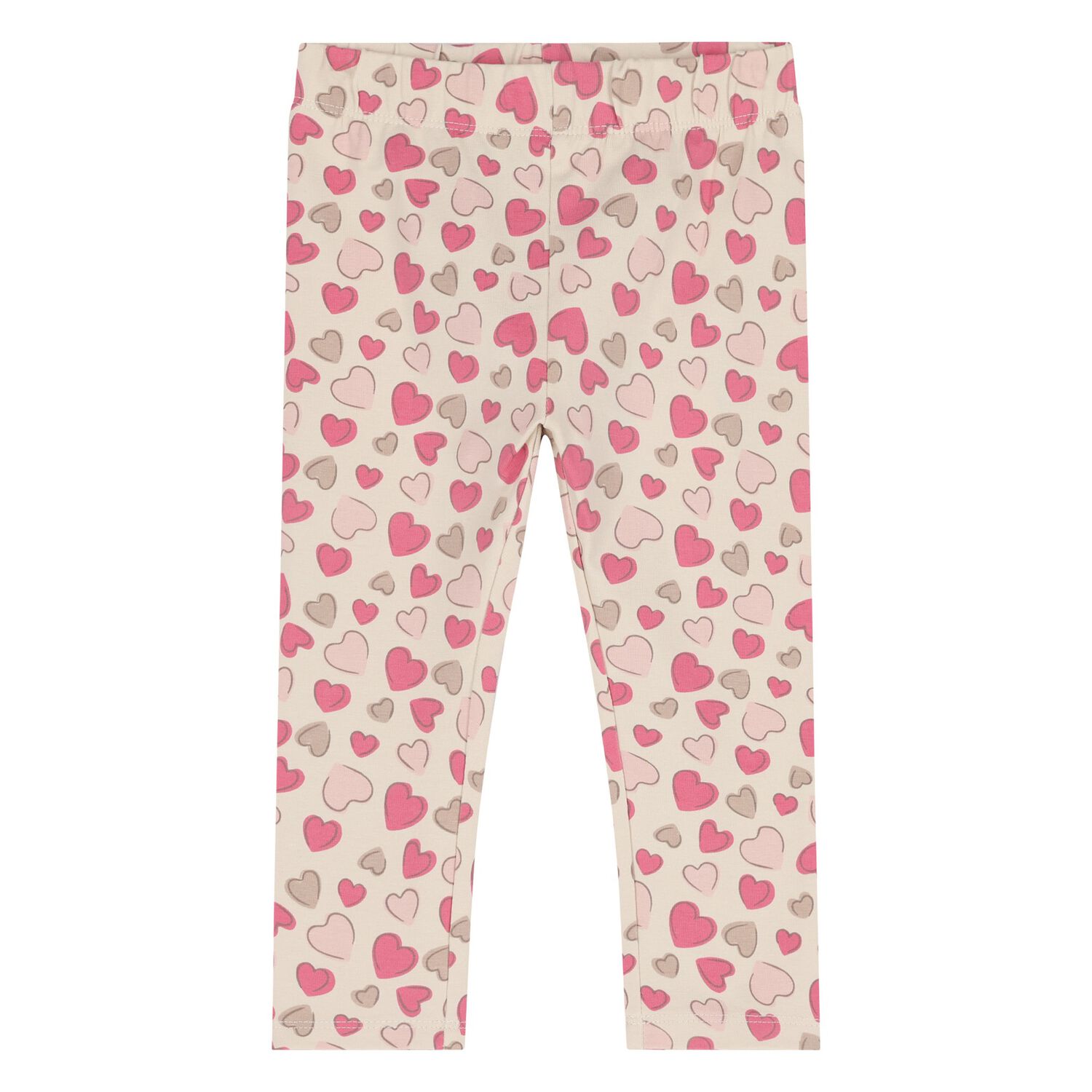 Younger Girls Beige Heart Leggings, 1, hi-res image number null