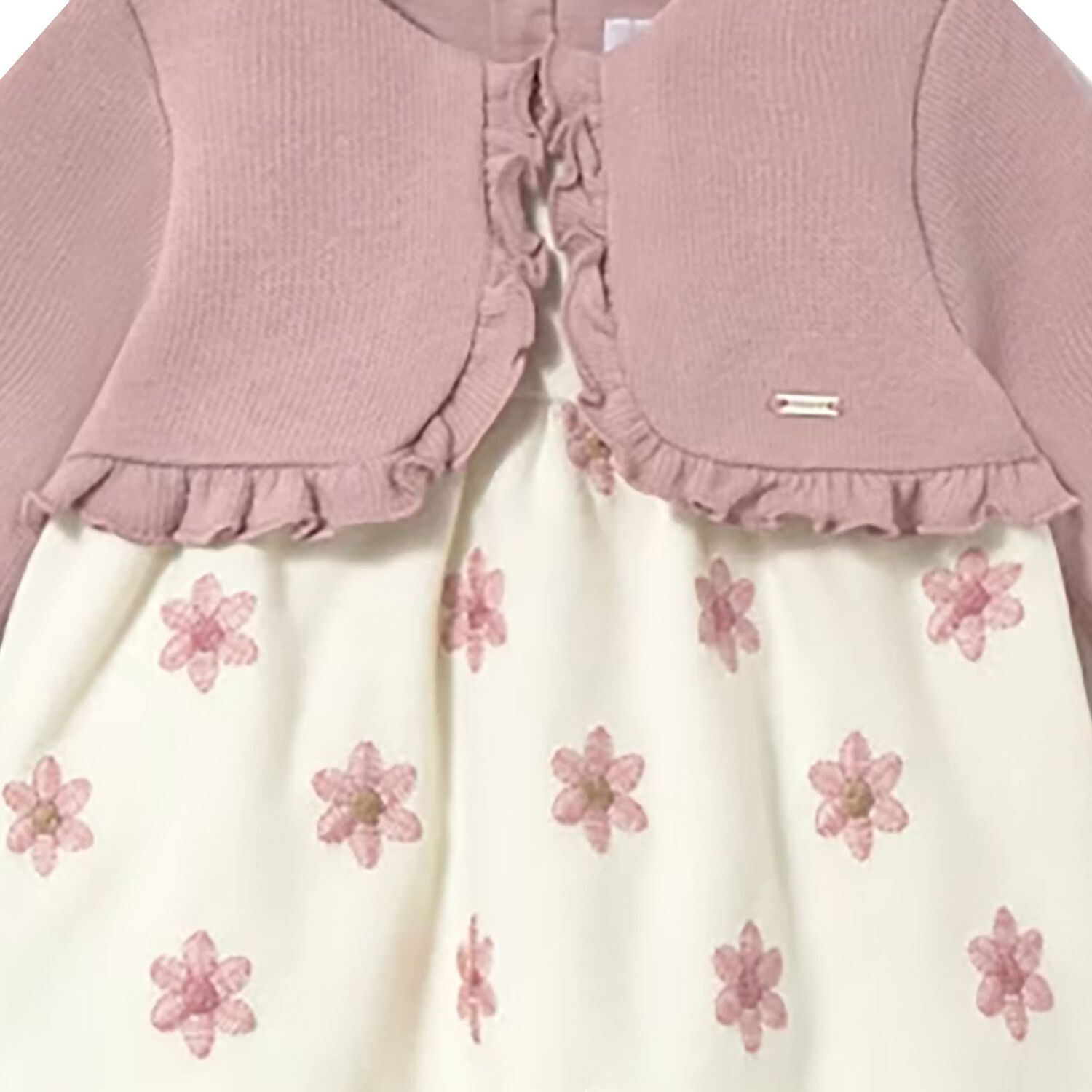 Baby Girls Pink & Ivory Flower Dress, 1, hi-res image number null