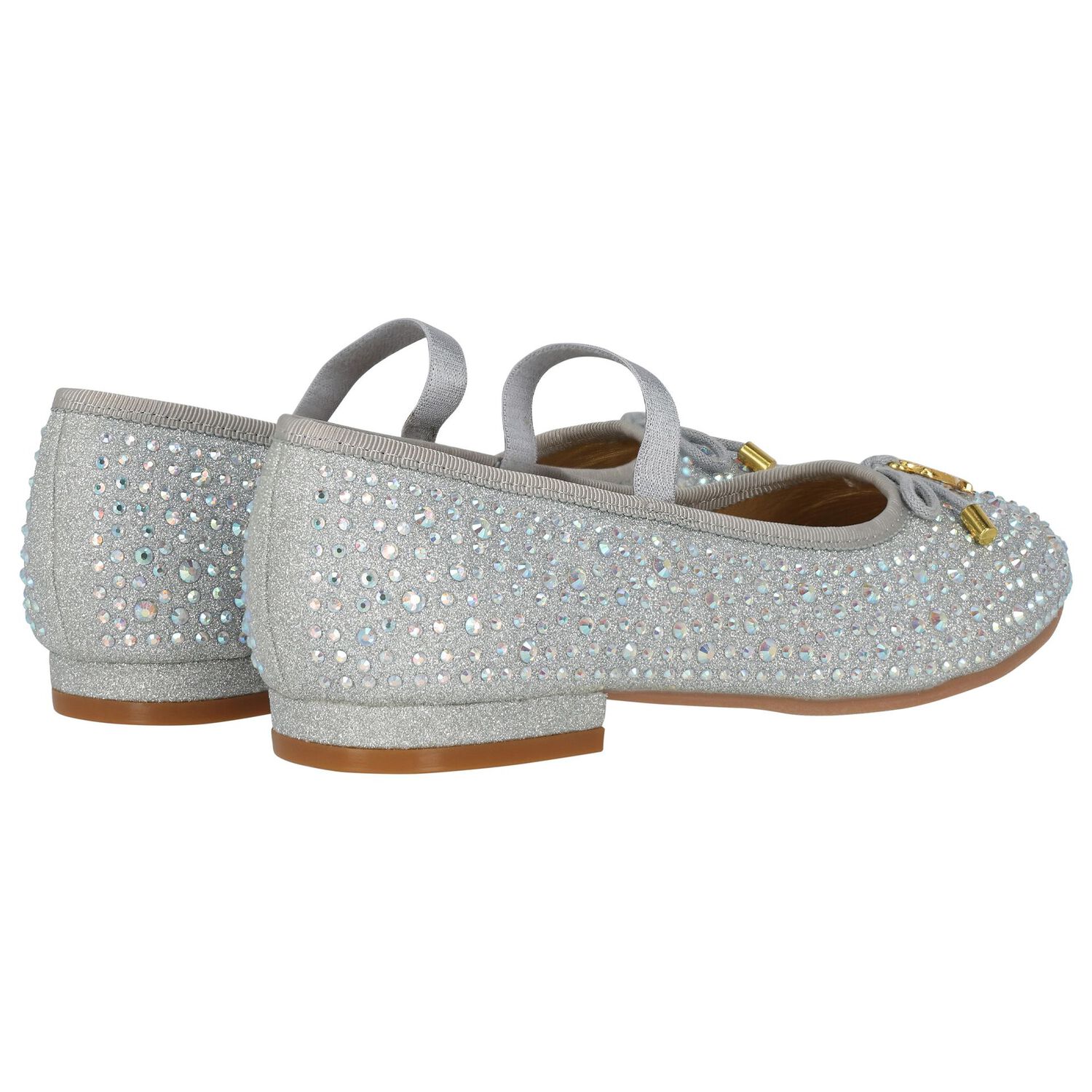 Girls Silver Bow Shoes, 2, hi-res image number null