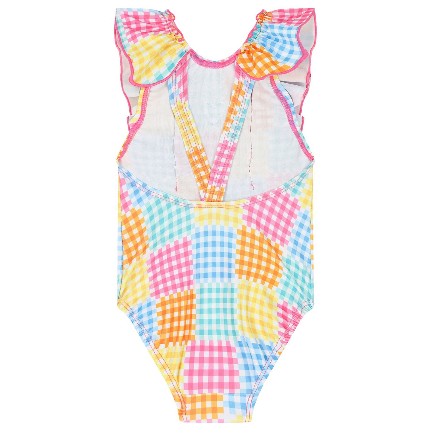 Girls Multi-Color Gingham Swimsuit, 1, hi-res
