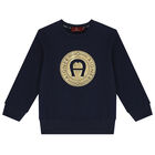 Boys Navy Logo Sweatshirt, 1, hi-res