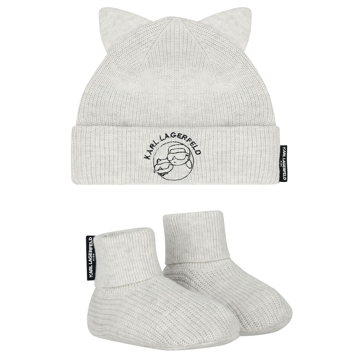 Grey Hat & Bootie Ikonik Karl & Choupette Baby Gift Set, 1, hi-res