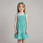 Girls Green Floral Smocked Dress Set, 1, hi-res