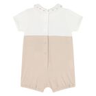 Baby Boys Beige & White Dungaree & Hat Set, 3, hi-res