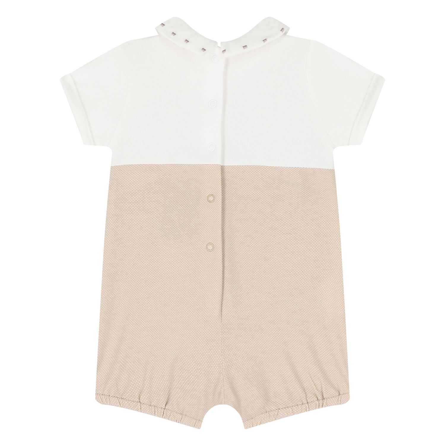 Baby Boys Beige & White Dungaree & Hat Set, 3, hi-res