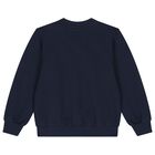 Girls Navy Blue Floral Logo Sweatshirt, 2, hi-res