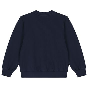 Girls Navy Blue Floral Logo Sweatshirt