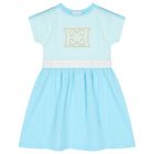 Girls Blue Logo Dress, 1, hi-res