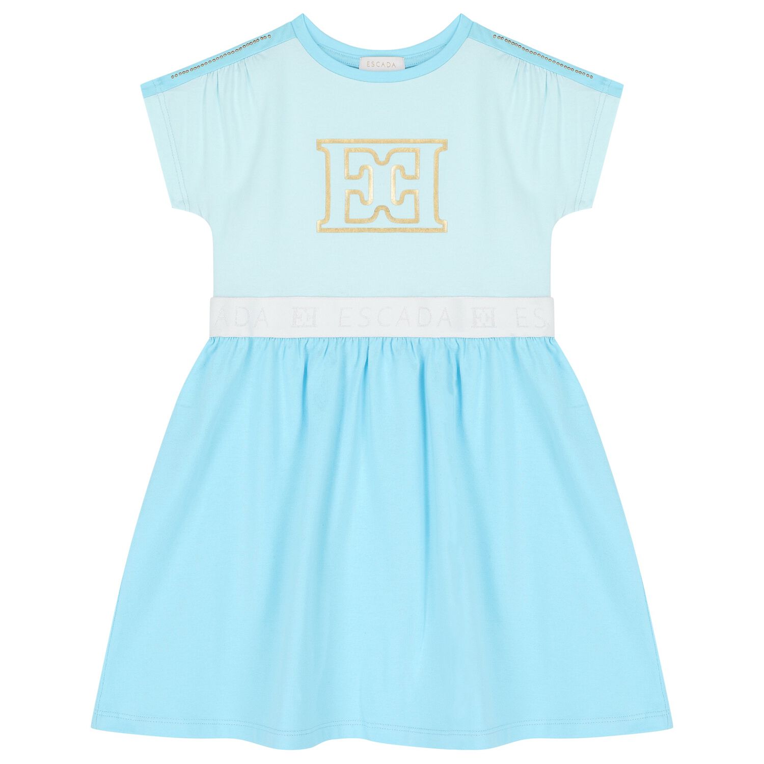 Girls Blue Logo Dress, 1, hi-res