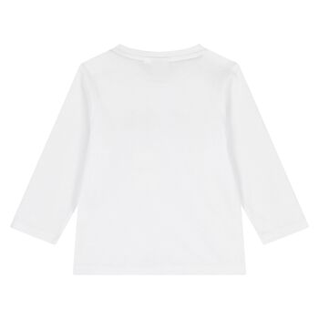 Younger Boys White Logo Long Sleeve Top
