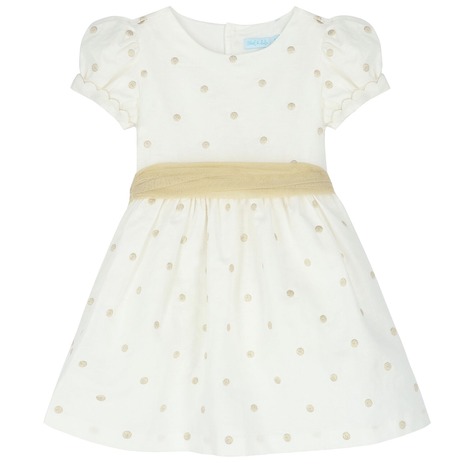 Girls Ivory & Gold Spot Dress, 1, hi-res image number null