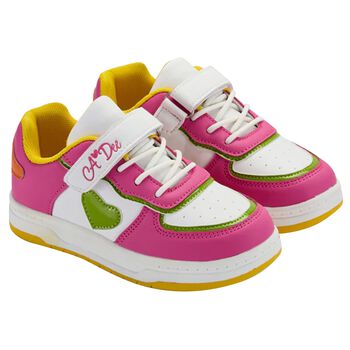 Girls White & Pink Heart Trainers