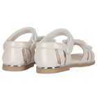 Girls White Flower Sandals, 1, hi-res