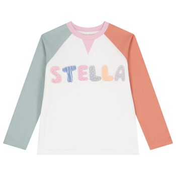 Girls White Logo Long Sleeve Top
