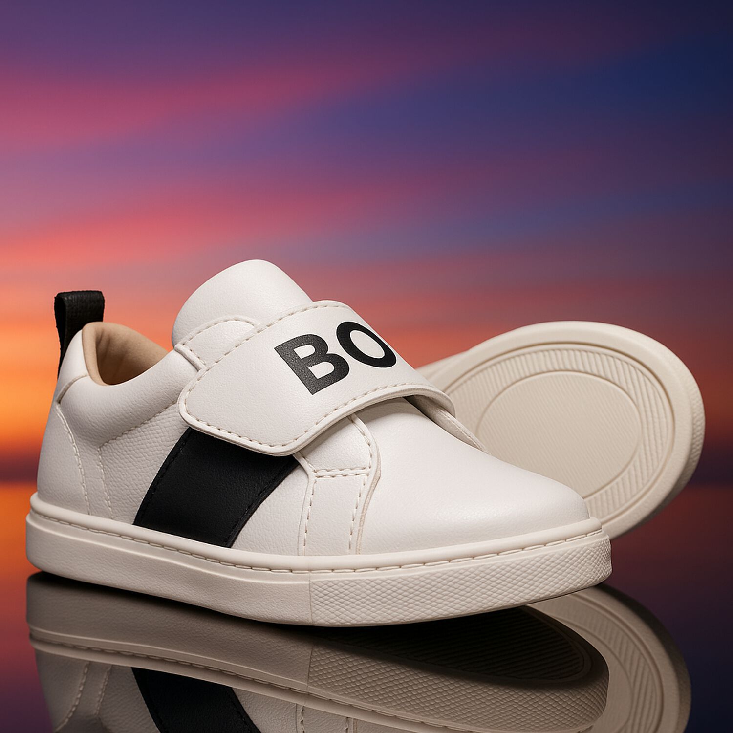 Boys White Logo Trainers, 2, hi-res image number null