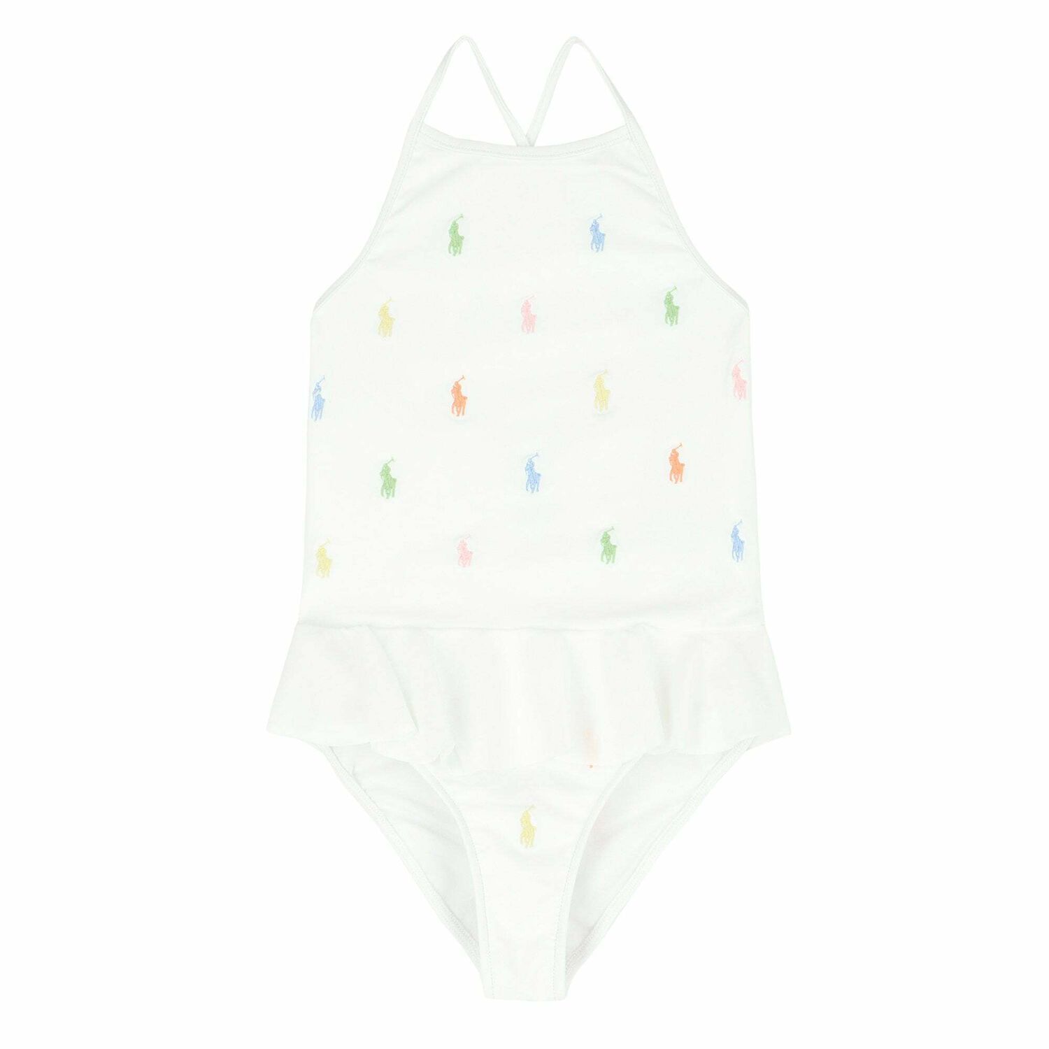 Girls White Logo Swimsuit , 1, hi-res image number null
