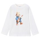Boys Ivory Dog Long Sleeve Top, 1, hi-res