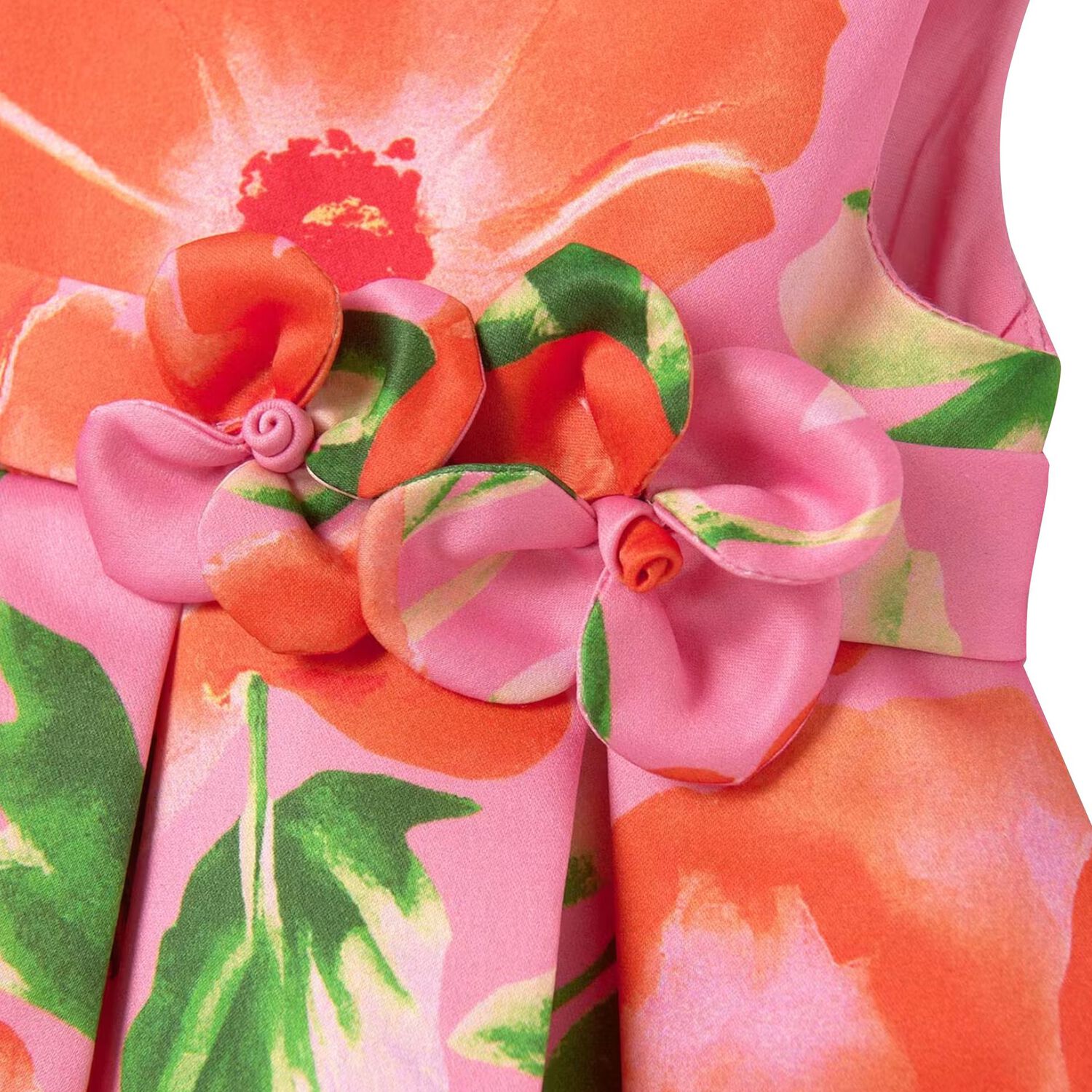 Younger Girls Pink Floral Dress, 1, hi-res