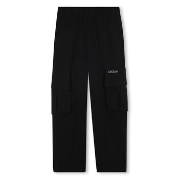 DKNY Girls Black Logo Trousers, 1 Girls Black Logo Trousers