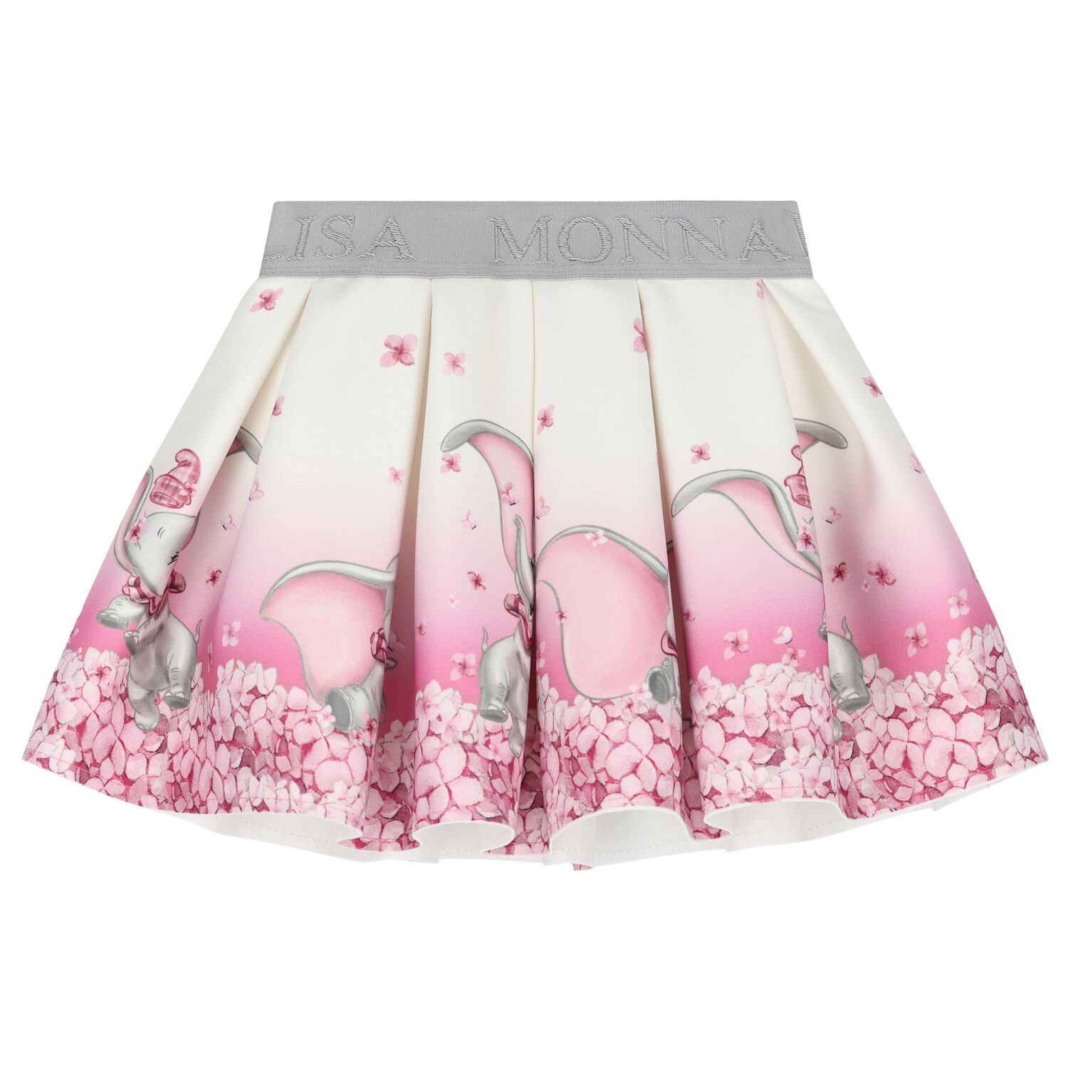 Baby Girls Ivory & Pink Disney Logo Pleated Skirt, 1, hi-res