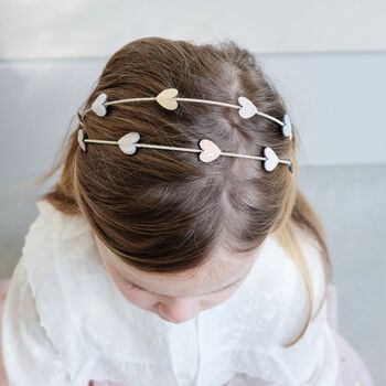 Girls Gold Heart Double Headband