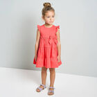 Girls Pink Bow Tiered Dress, 1, hi-res