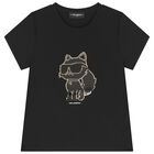 Girls Black Choupette Sequins T-Shirt, 1, hi-res
