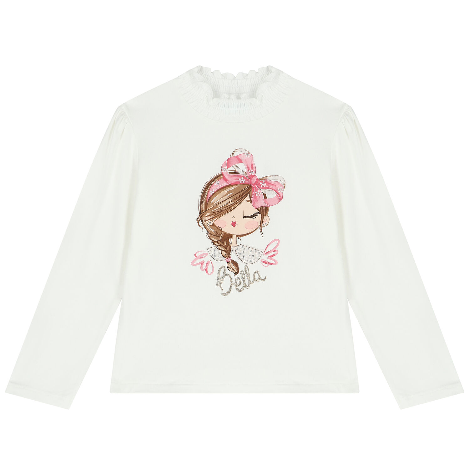 Girls Ivory Long Sleeve Top, 1, hi-res image number null