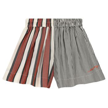 Girls Black, Ivory & Orange Striped Shorts
