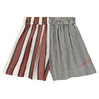Girls Black, Ivory & Orange Striped Shorts, 1, hi-res