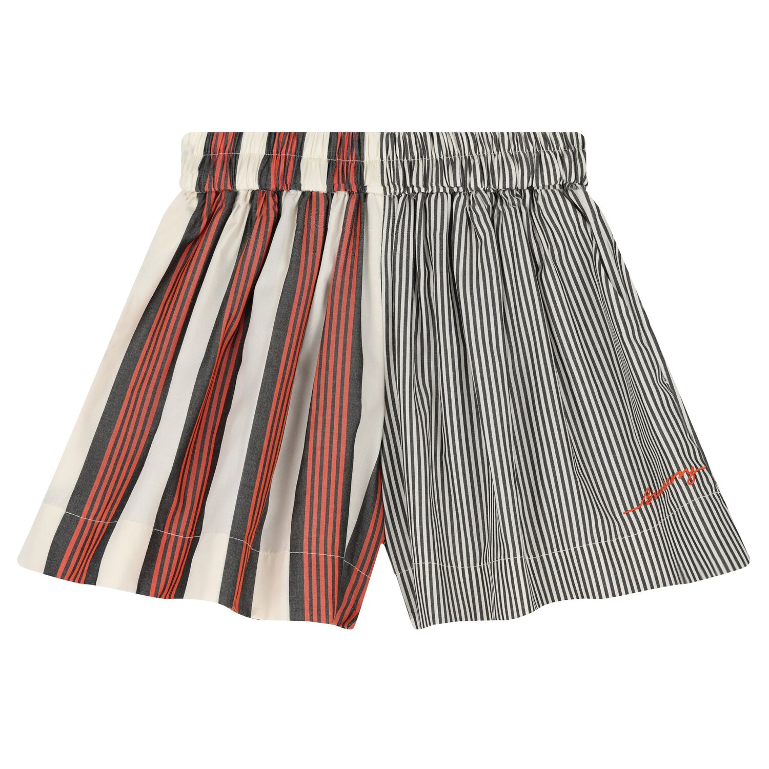 Girls Black, Ivory & Orange Striped Shorts, 1, hi-res image number null