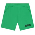 Younger Boys White & Green Logo Shorts Set, 1, hi-res