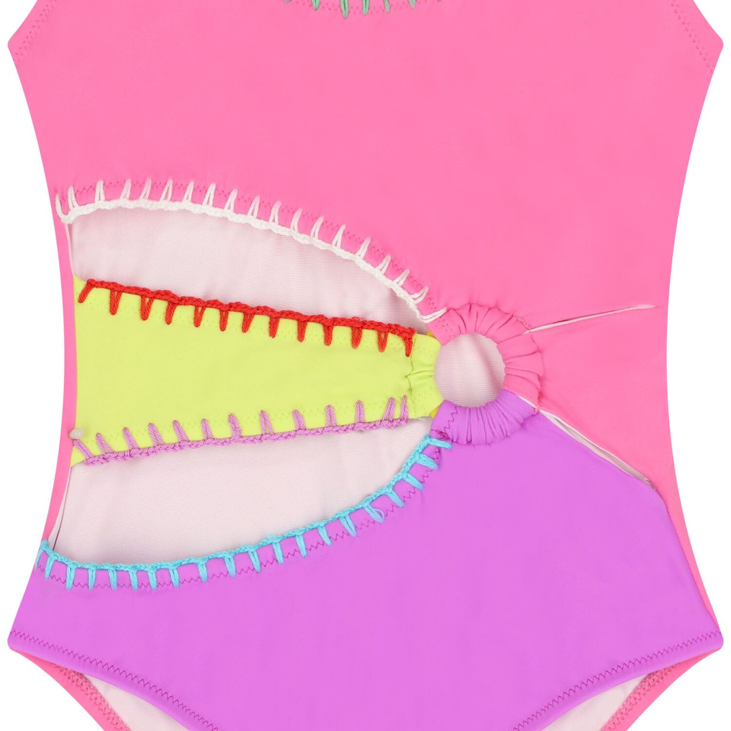 Girls Multi-Coloured Embroidered Swimsuit, 1, hi-res