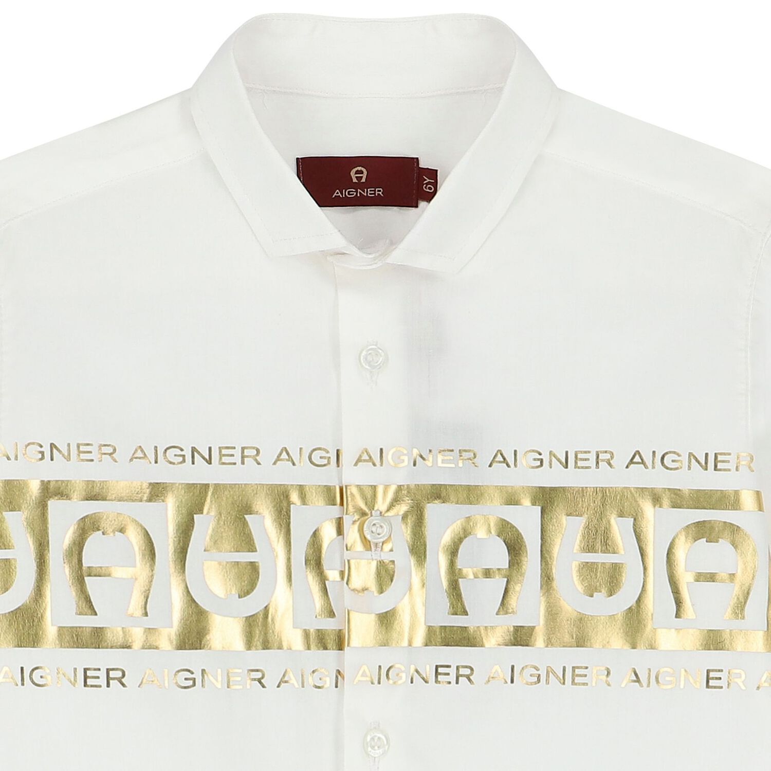 Boys White & Gold Logo Shirt, 1, hi-res