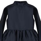 Girls Navy Blue Crystal Cape Sleeve Dress, 1, hi-res