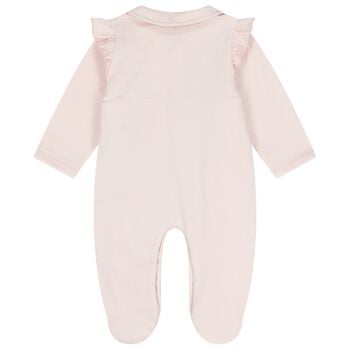 Baby Girls Pink Logo Ruffled Babygrow