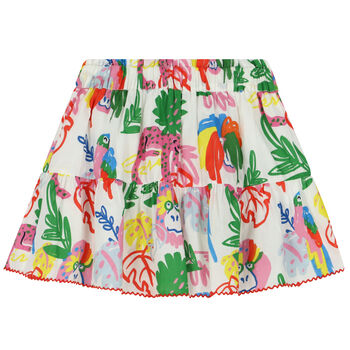 Girls Ivory Animals & Leaves Skirt