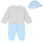 Baby Boys Grey & Blue Babygrow Set, 1, hi-res