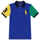 Boys Blue Logo Polo Shirt, 1, hi-res