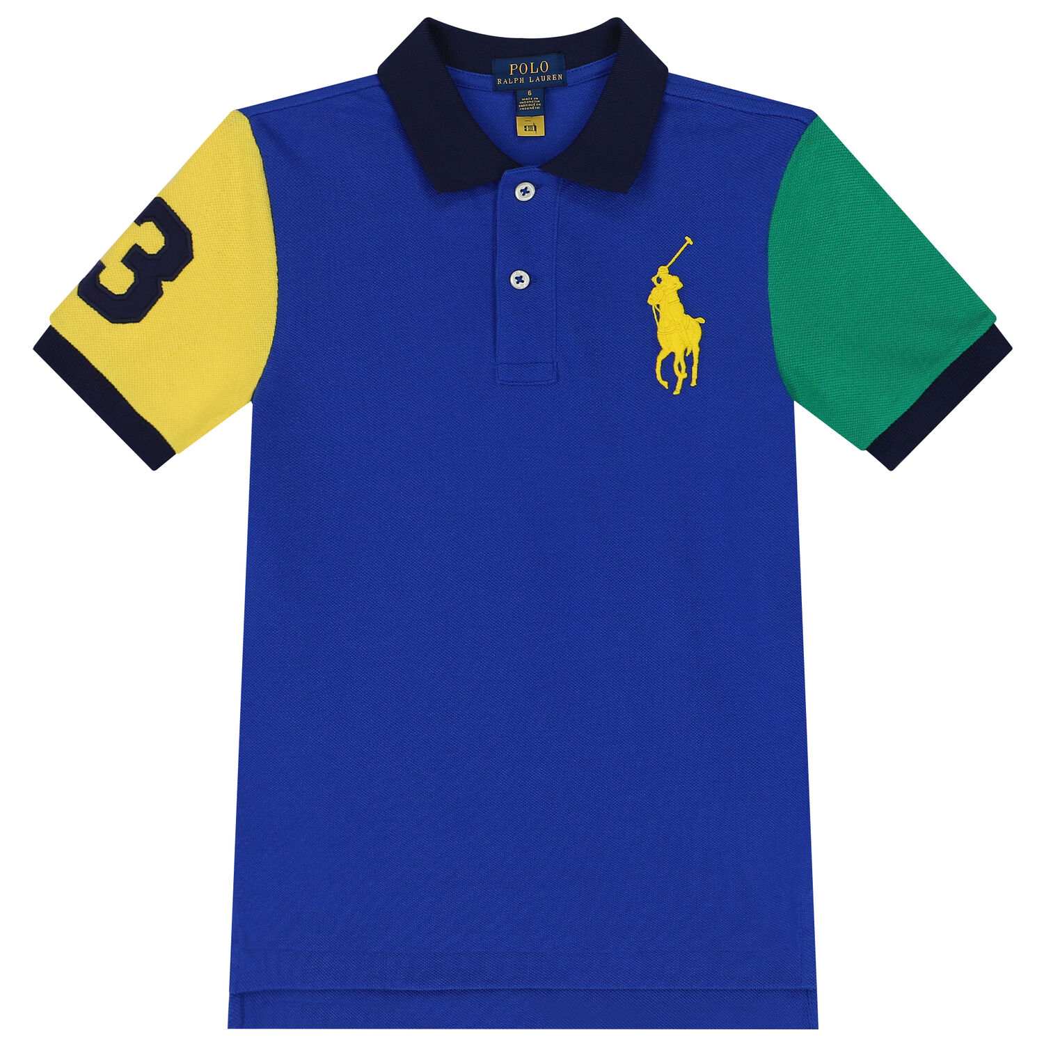Boys Blue Logo Polo Shirt, 1, hi-res