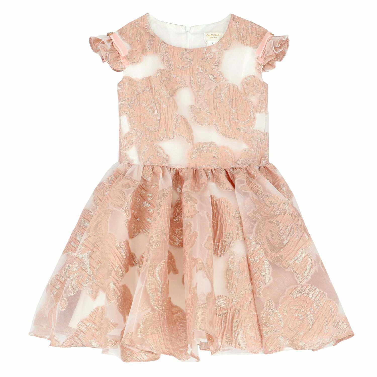 Girls Pink & Gold Organza Dress, 1, hi-res