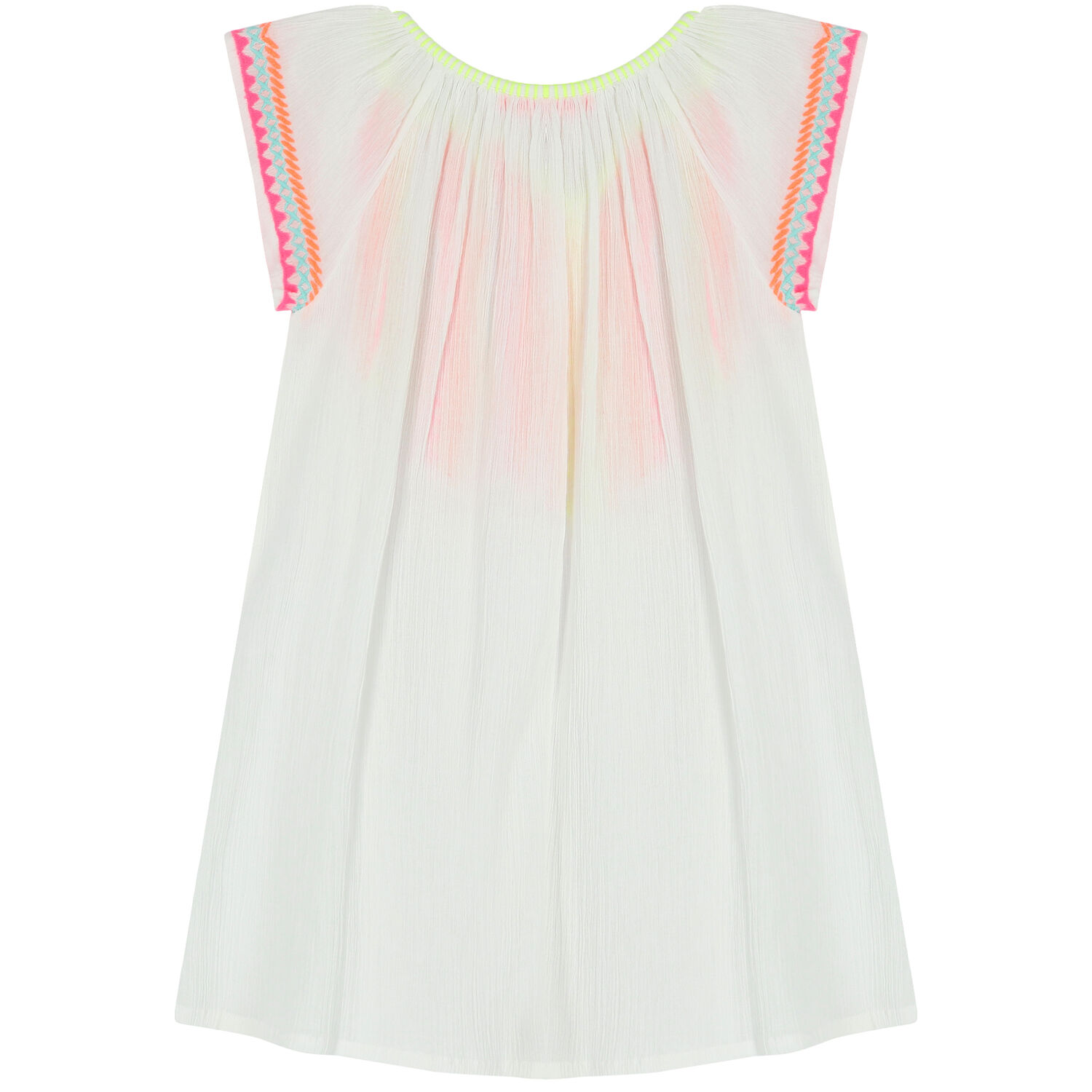 Girls White Embroidered Beach Dress, 1, hi-res