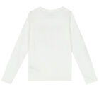 Girls White Logo Long Sleeve Top, 1, hi-res