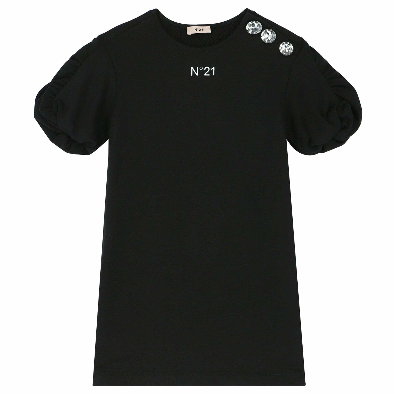 Girls Black logo Dress, 1, hi-res