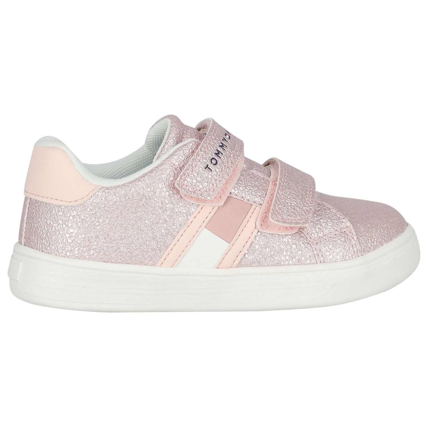 Girls Pink Glitter Leather Trainers, 1, hi-res image number null