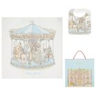 Baby Boys Ivory & Blue Carousel Carr&eacute; Swaddle & Bib Gift Set, 1, hi-res