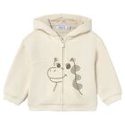 Younger Boys Ivory Dinosaur Hooded Zip Up Top, 2, hi-res