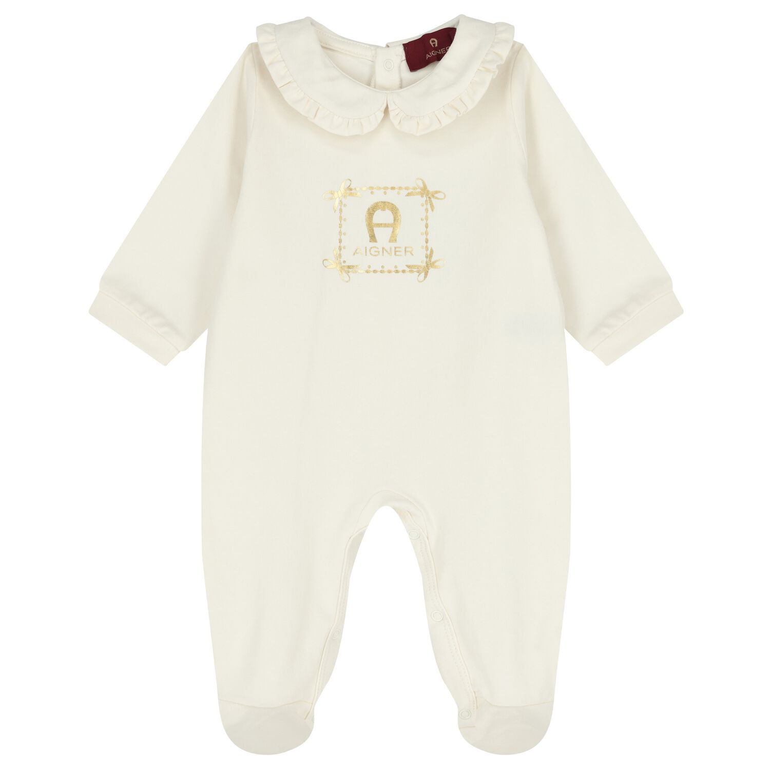 Baby Girls Ivory Logo Babygrow, 1, hi-res