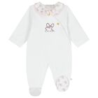 Baby Girls White Bow Logo Babygrow, 1, hi-res
