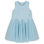 Girls Blue Fringed Dress, 1, hi-res